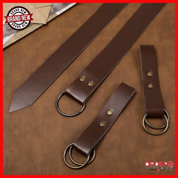 Renaissance Belt Set with Skirt Hikes PU Leather Medieval Cosplay Accessory - Picture 3 of 7